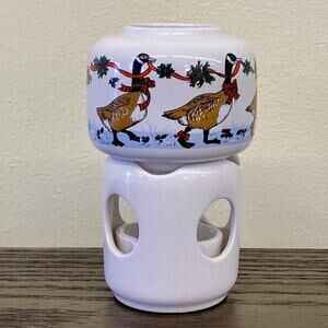 Vintage Christmas Potpourri Press Ceramic Candle Room Scenter Geese 1987 Holiday